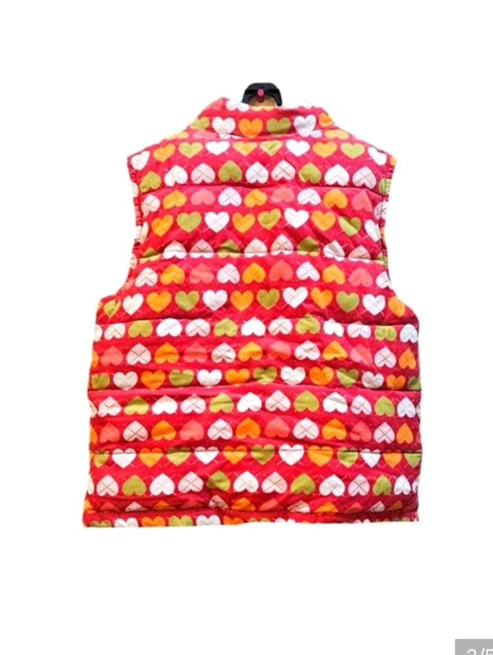Gymboree Girls Heart Print Puffer Vest Size 7-8 Red Quilted Hooded